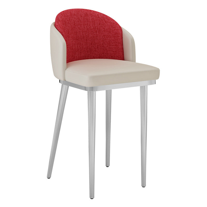 30.34'' Leather Glam Bar Stool Matte Finish Upholstered Restaurant Stool Clearhalo 'Bar Furniture' 'Bar Stools' 'bar_stools' 'furn' 'furn_bar_stools' 'Furniture' 'Kitchen & Dining Furniture' 5216382