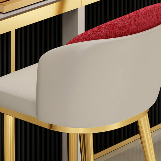 30.34'' Leather Glam Bar Stool Matte Finish Upholstered Restaurant Stool Clearhalo 'Bar Furniture' 'Bar Stools' 'bar_stools' 'furn' 'furn_bar_stools' 'Furniture' 'Kitchen & Dining Furniture' 5216388