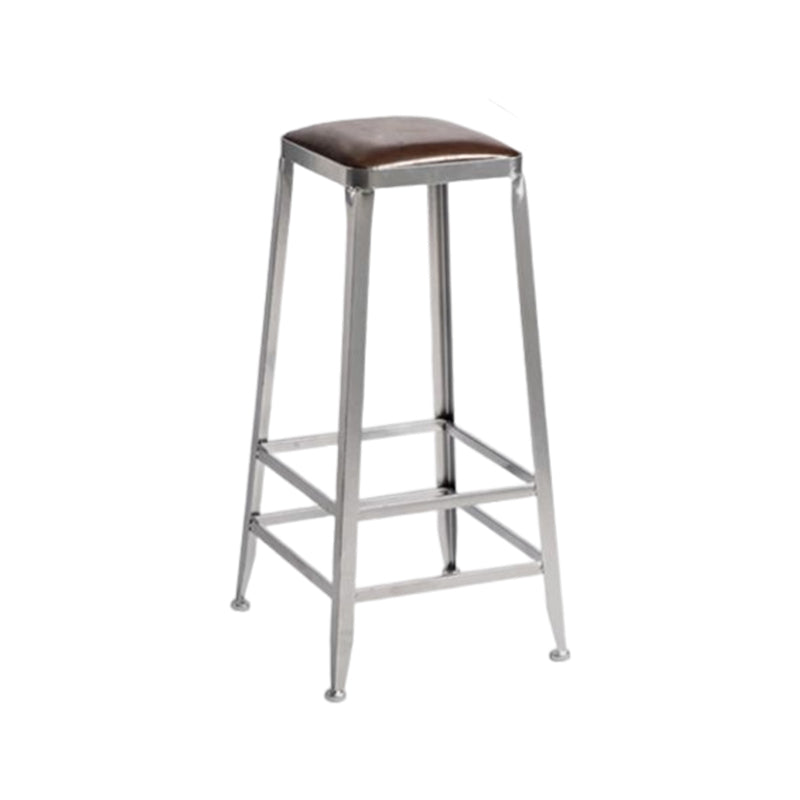 Industrial Square Iron Bar Stool Silver Footrest Bristol Stool Backless 1 Piece Bar Stool(30"H) Clearhalo 'Bar Furniture' 'Bar Stools' 'bar_stools' 'furn' 'furn_bar_stools' 'Furniture' 'Kitchen & Dining Furniture' 5216438