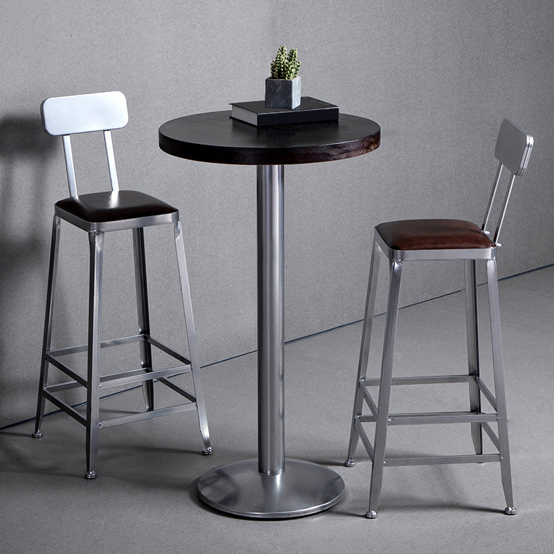 Industrial Square Iron Bar Stool Silver Footrest Bristol Stool Clearhalo 'Bar Furniture' 'Bar Stools' 'bar_stools' 'furn' 'furn_bar_stools' 'Furniture' 'Kitchen & Dining Furniture' 5216439
