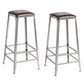 Industrial Square Iron Bar Stool Silver Footrest Bristol Stool Backless 2 Piece Set Bar Stool(30"H) Clearhalo 'Bar Furniture' 'Bar Stools' 'bar_stools' 'furn' 'furn_bar_stools' 'Furniture' 'Kitchen & Dining Furniture' 5216440