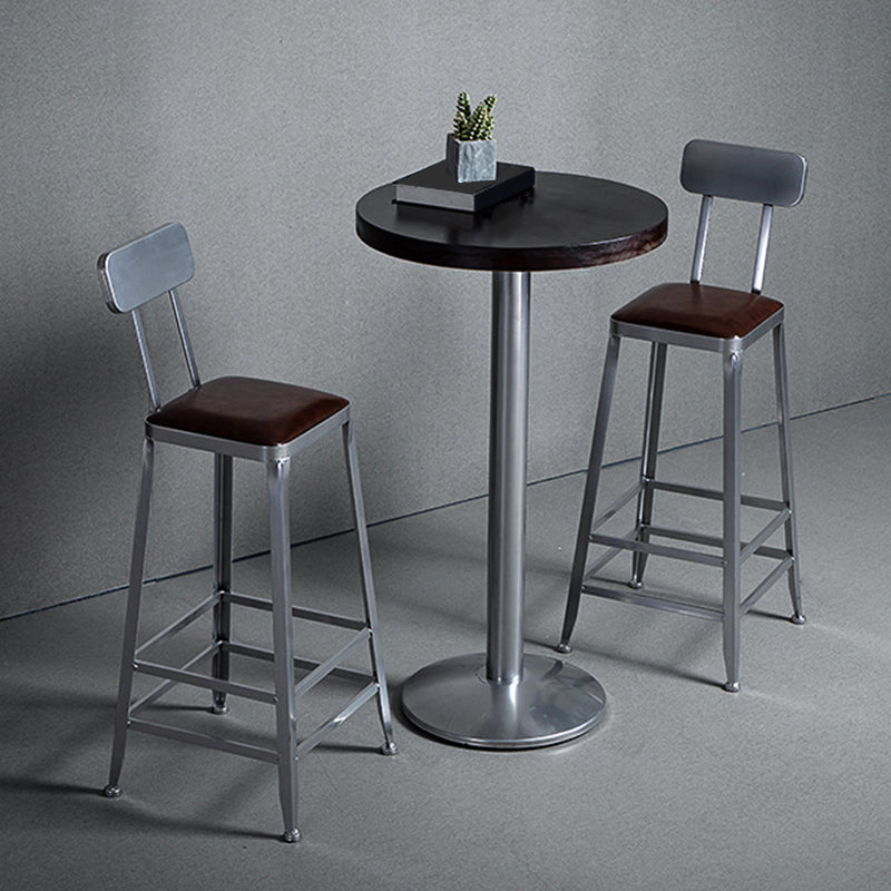 Industrial Square Iron Bar Stool Silver Footrest Bristol Stool Clearhalo 'Bar Furniture' 'Bar Stools' 'bar_stools' 'furn' 'furn_bar_stools' 'Furniture' 'Kitchen & Dining Furniture' 5216443