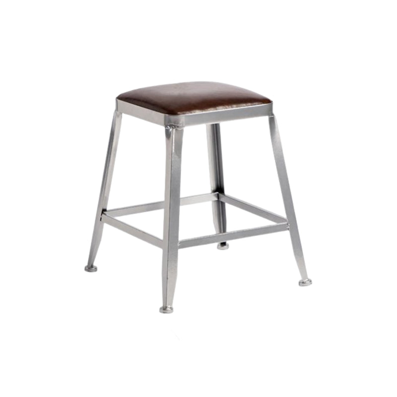 Industrial Square Iron Bar Stool Silver Footrest Bristol Stool Backless 1 Piece Short Stool(18"H) Clearhalo 'Bar Furniture' 'Bar Stools' 'bar_stools' 'furn' 'furn_bar_stools' 'Furniture' 'Kitchen & Dining Furniture' 5216450