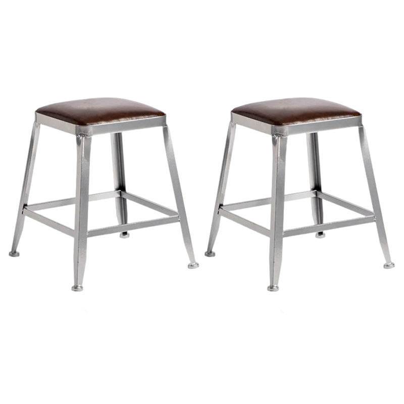 Industrial Square Iron Bar Stool Silver Footrest Bristol Stool Backless 2 Piece Set Short Stool(18"H) Clearhalo 'Bar Furniture' 'Bar Stools' 'bar_stools' 'furn' 'furn_bar_stools' 'Furniture' 'Kitchen & Dining Furniture' 5216451
