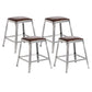Industrial Square Iron Bar Stool Silver Footrest Bristol Stool Backless 4 Piece Set Short Stool(18"H) Clearhalo 'Bar Furniture' 'Bar Stools' 'bar_stools' 'furn' 'furn_bar_stools' 'Furniture' 'Kitchen & Dining Furniture' 5216452
