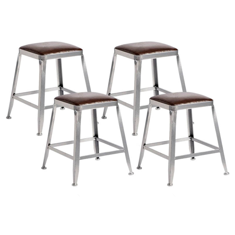 Industrial Square Iron Bar Stool Silver Footrest Bristol Stool Backless 4 Piece Set Short Stool(18"H) Clearhalo 'Bar Furniture' 'Bar Stools' 'bar_stools' 'furn' 'furn_bar_stools' 'Furniture' 'Kitchen & Dining Furniture' 5216452