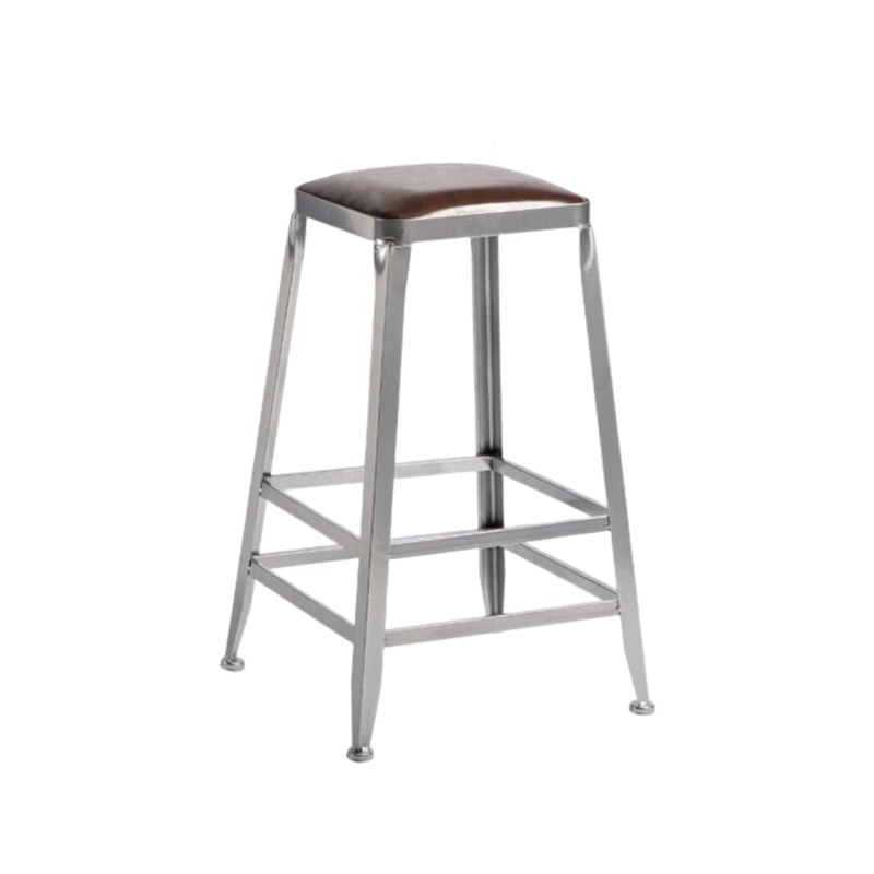Industrial Square Iron Bar Stool Silver Footrest Bristol Stool Backless 1 Piece Counter Stool(26"H) Clearhalo 'Bar Furniture' 'Bar Stools' 'bar_stools' 'furn' 'furn_bar_stools' 'Furniture' 'Kitchen & Dining Furniture' 5216453