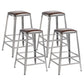 Industrial Square Iron Bar Stool Silver Footrest Bristol Stool Backless 4 Piece Set Counter Stool(26"H) Clearhalo 'Bar Furniture' 'Bar Stools' 'bar_stools' 'furn' 'furn_bar_stools' 'Furniture' 'Kitchen & Dining Furniture' 5216455