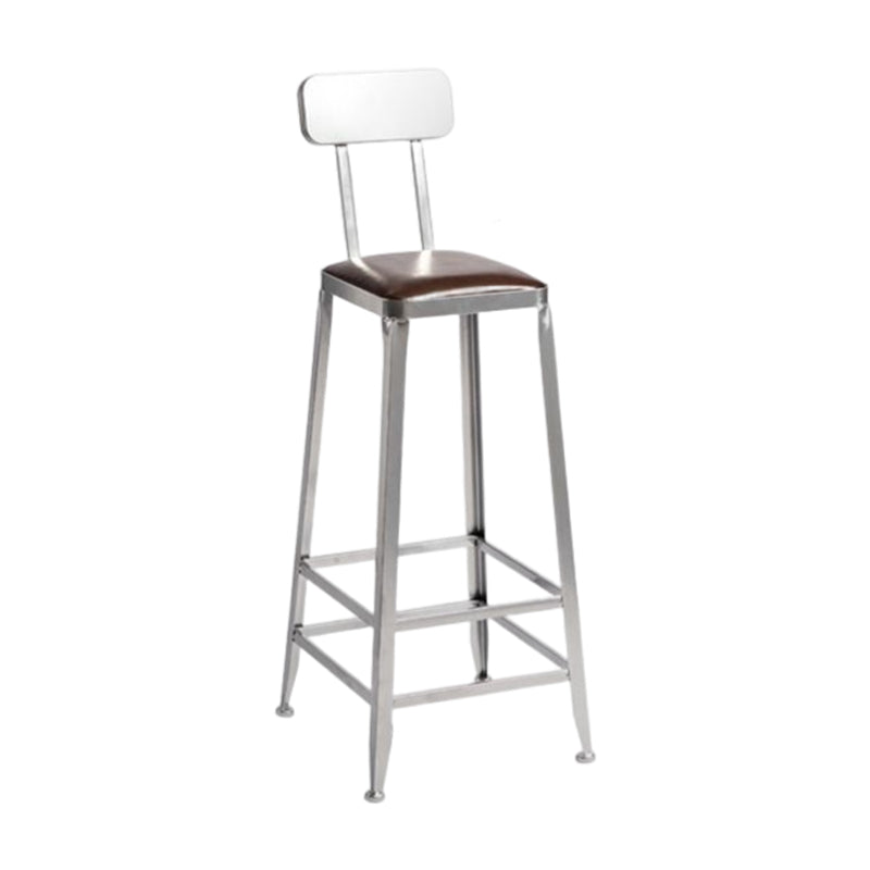 Industrial Square Iron Bar Stool Silver Footrest Bristol Stool With Back 1 Piece Bar Stool(30"H) Clearhalo 'Bar Furniture' 'Bar Stools' 'bar_stools' 'furn' 'furn_bar_stools' 'Furniture' 'Kitchen & Dining Furniture' 5216459