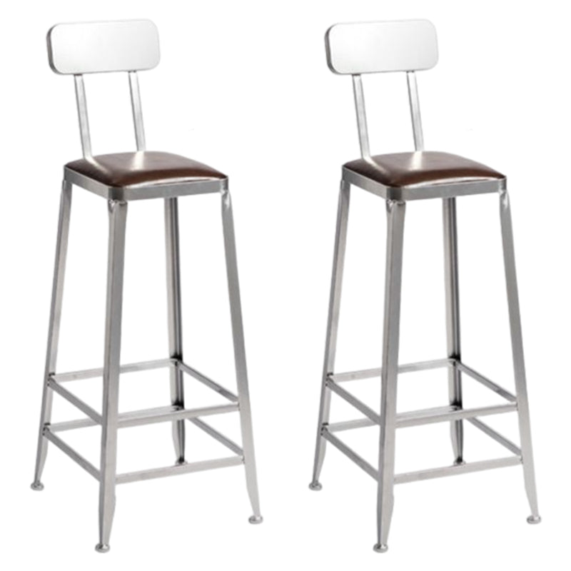 Industrial Square Iron Bar Stool Silver Footrest Bristol Stool With Back 2 Piece Set Bar Stool(30"H) Clearhalo 'Bar Furniture' 'Bar Stools' 'bar_stools' 'furn' 'furn_bar_stools' 'Furniture' 'Kitchen & Dining Furniture' 5216460
