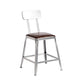 Industrial Square Iron Bar Stool Silver Footrest Bristol Stool With Back 1 Piece Short Stool(18"H) Clearhalo 'Bar Furniture' 'Bar Stools' 'bar_stools' 'furn' 'furn_bar_stools' 'Furniture' 'Kitchen & Dining Furniture' 5216462