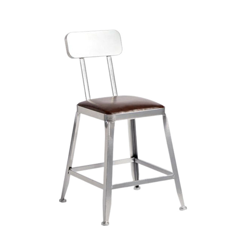 Industrial Square Iron Bar Stool Silver Footrest Bristol Stool With Back 1 Piece Short Stool(18"H) Clearhalo 'Bar Furniture' 'Bar Stools' 'bar_stools' 'furn' 'furn_bar_stools' 'Furniture' 'Kitchen & Dining Furniture' 5216462