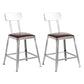 Industrial Square Iron Bar Stool Silver Footrest Bristol Stool With Back 2 Piece Set Short Stool(18"H) Clearhalo 'Bar Furniture' 'Bar Stools' 'bar_stools' 'furn' 'furn_bar_stools' 'Furniture' 'Kitchen & Dining Furniture' 5216463