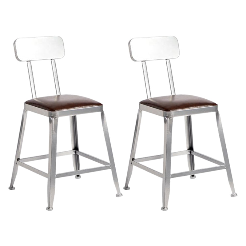 Industrial Square Iron Bar Stool Silver Footrest Bristol Stool With Back 2 Piece Set Short Stool(18"H) Clearhalo 'Bar Furniture' 'Bar Stools' 'bar_stools' 'furn' 'furn_bar_stools' 'Furniture' 'Kitchen & Dining Furniture' 5216463