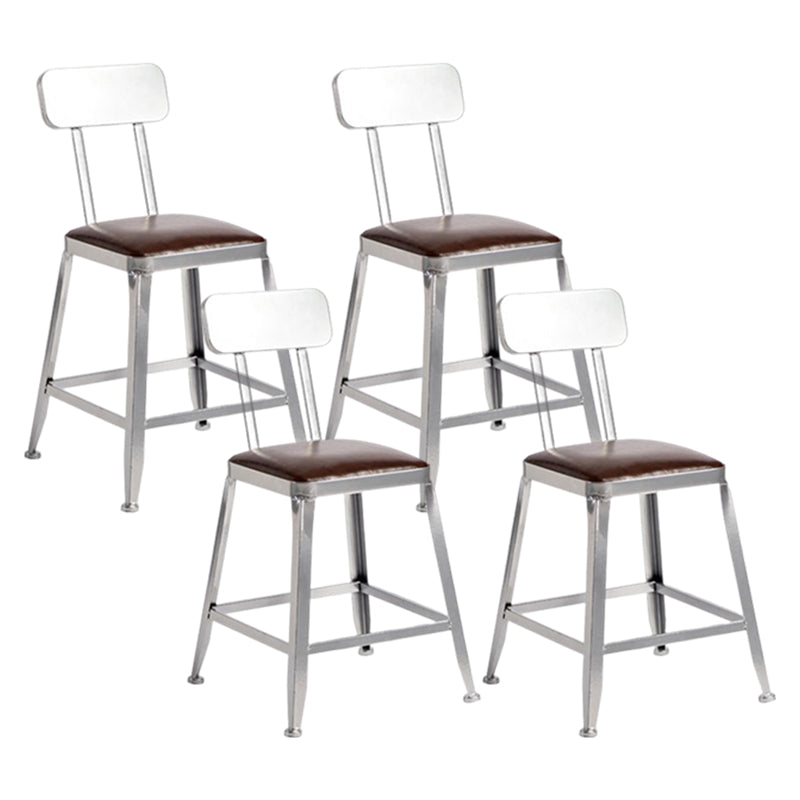 Industrial Square Iron Bar Stool Silver Footrest Bristol Stool With Back 4 Piece Set Short Stool(18"H) Clearhalo 'Bar Furniture' 'Bar Stools' 'bar_stools' 'furn' 'furn_bar_stools' 'Furniture' 'Kitchen & Dining Furniture' 5216464