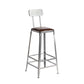 Industrial Square Iron Bar Stool Silver Footrest Bristol Stool With Back 1 Piece Bar Stool(31"H) Clearhalo 'Bar Furniture' 'Bar Stools' 'bar_stools' 'furn' 'furn_bar_stools' 'Furniture' 'Kitchen & Dining Furniture' 5216465