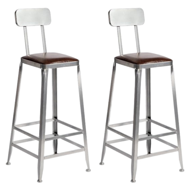 Industrial Square Iron Bar Stool Silver Footrest Bristol Stool With Back 2 Piece Set Bar Stool(31"H) Clearhalo 'Bar Furniture' 'Bar Stools' 'bar_stools' 'furn' 'furn_bar_stools' 'Furniture' 'Kitchen & Dining Furniture' 5216466