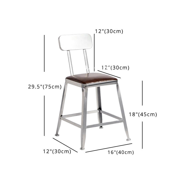 Industrial Square Iron Bar Stool Silver Footrest Bristol Stool Clearhalo 'Bar Furniture' 'Bar Stools' 'bar_stools' 'furn' 'furn_bar_stools' 'Furniture' 'Kitchen & Dining Furniture' 5216468