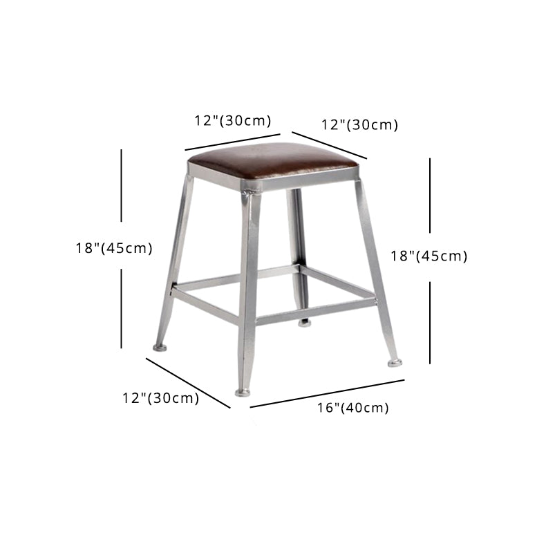 Industrial Square Iron Bar Stool Silver Footrest Bristol Stool Clearhalo 'Bar Furniture' 'Bar Stools' 'bar_stools' 'furn' 'furn_bar_stools' 'Furniture' 'Kitchen & Dining Furniture' 5216469