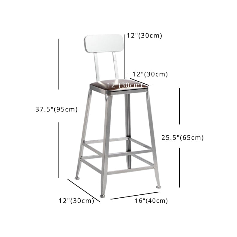 Industrial Square Iron Bar Stool Silver Footrest Bristol Stool Clearhalo 'Bar Furniture' 'Bar Stools' 'bar_stools' 'furn' 'furn_bar_stools' 'Furniture' 'Kitchen & Dining Furniture' 5216470