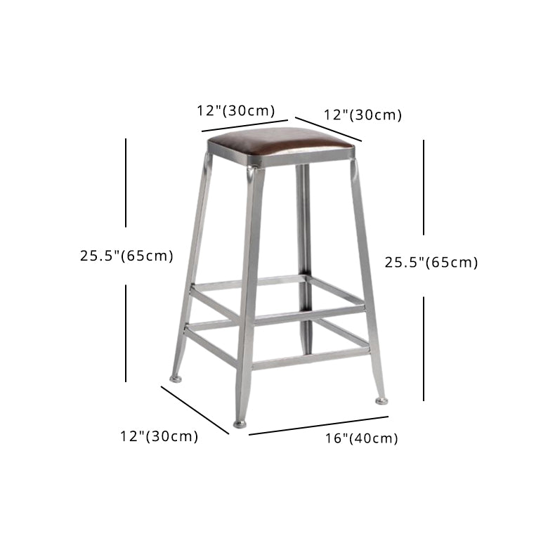 Industrial Square Iron Bar Stool Silver Footrest Bristol Stool Clearhalo 'Bar Furniture' 'Bar Stools' 'bar_stools' 'furn' 'furn_bar_stools' 'Furniture' 'Kitchen & Dining Furniture' 5216471
