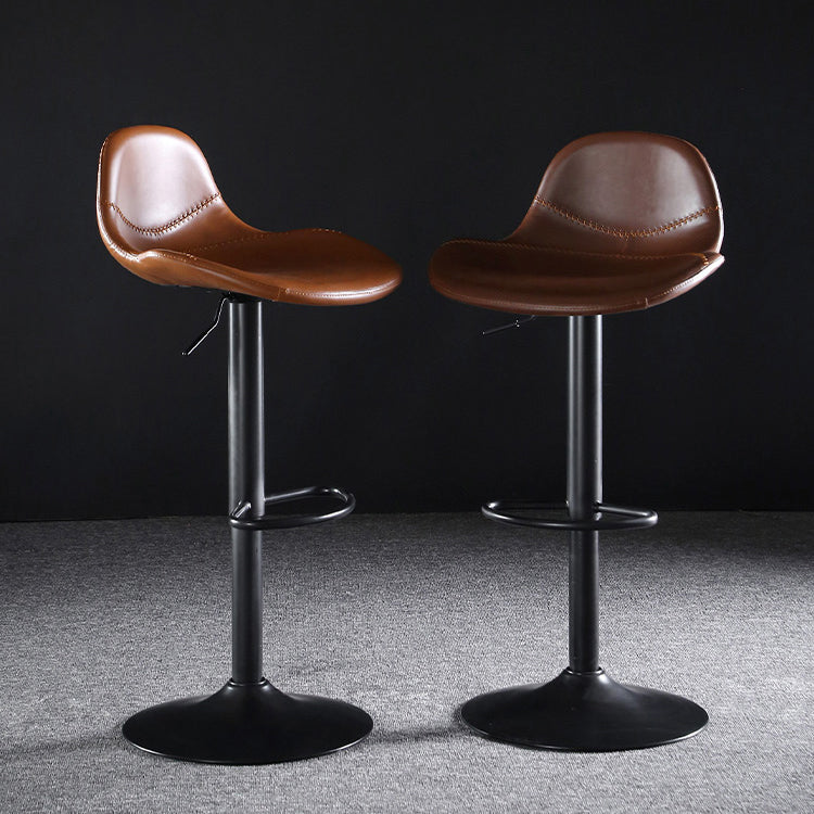 Industrial Style Swivel Leather Barstools Adjustable Low Back Stools Clearhalo 'Bar Furniture' 'Bar Stools' 'bar_stools' 'furn' 'furn_bar_stools' 'Furniture' 'Kitchen & Dining Furniture' 5216538