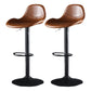Industrial Style Swivel Leather Barstools Adjustable Low Back Stools Brown 2 Piece Set Clearhalo 'Bar Furniture' 'Bar Stools' 'bar_stools' 'furn' 'furn_bar_stools' 'Furniture' 'Kitchen & Dining Furniture' 5216540