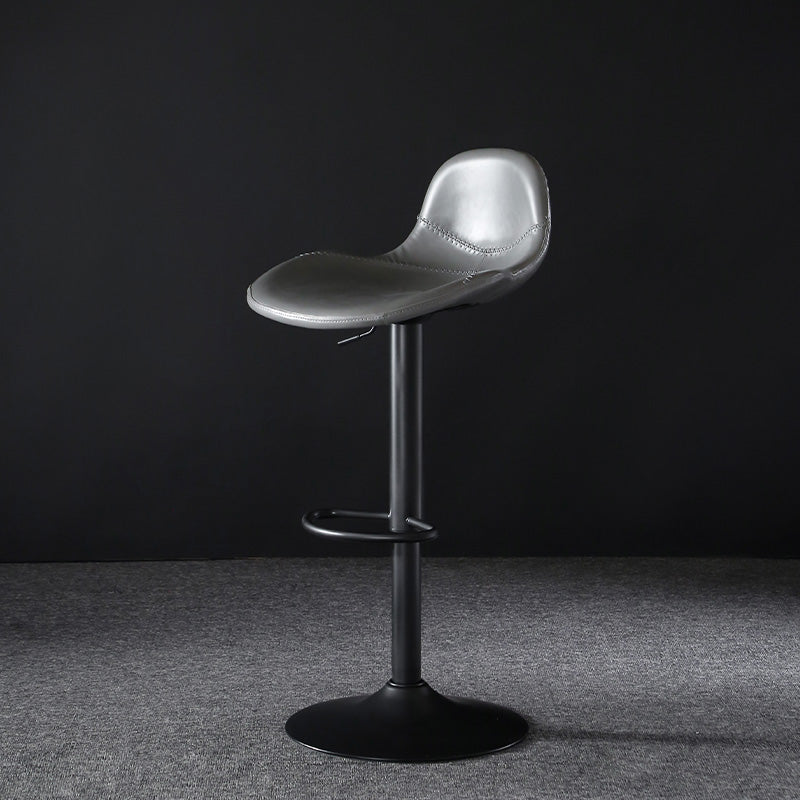 Industrial Style Swivel Leather Barstools Adjustable Low Back Stools Grey 1 Piece Clearhalo 'Bar Furniture' 'Bar Stools' 'bar_stools' 'furn' 'furn_bar_stools' 'Furniture' 'Kitchen & Dining Furniture' 5216544