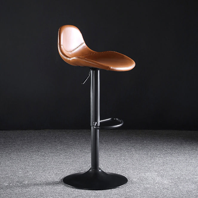 Industrial Style Swivel Leather Barstools Adjustable Low Back Stools Clearhalo 'Bar Furniture' 'Bar Stools' 'bar_stools' 'furn' 'furn_bar_stools' 'Furniture' 'Kitchen & Dining Furniture' 5216545