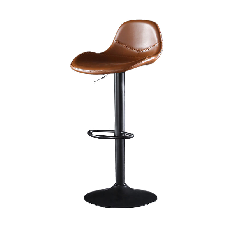 Industrial Style Swivel Leather Barstools Adjustable Low Back Stools Clearhalo 'Bar Furniture' 'Bar Stools' 'bar_stools' 'furn' 'furn_bar_stools' 'Furniture' 'Kitchen & Dining Furniture' 5216546