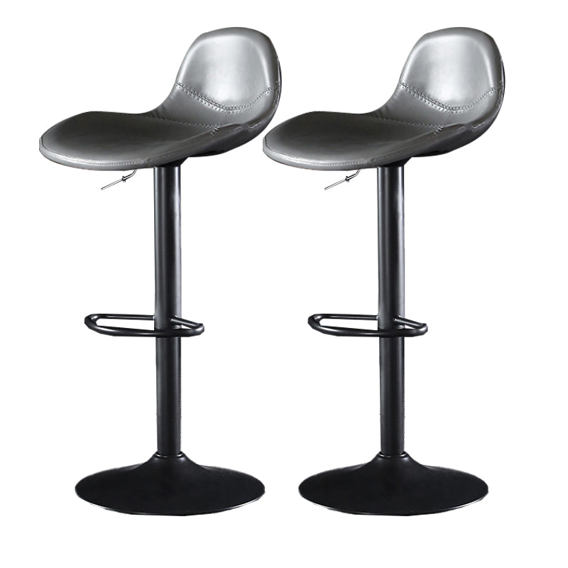 Industrial Style Swivel Leather Barstools Adjustable Low Back Stools Grey 2 Piece Set Clearhalo 'Bar Furniture' 'Bar Stools' 'bar_stools' 'furn' 'furn_bar_stools' 'Furniture' 'Kitchen & Dining Furniture' 5216547