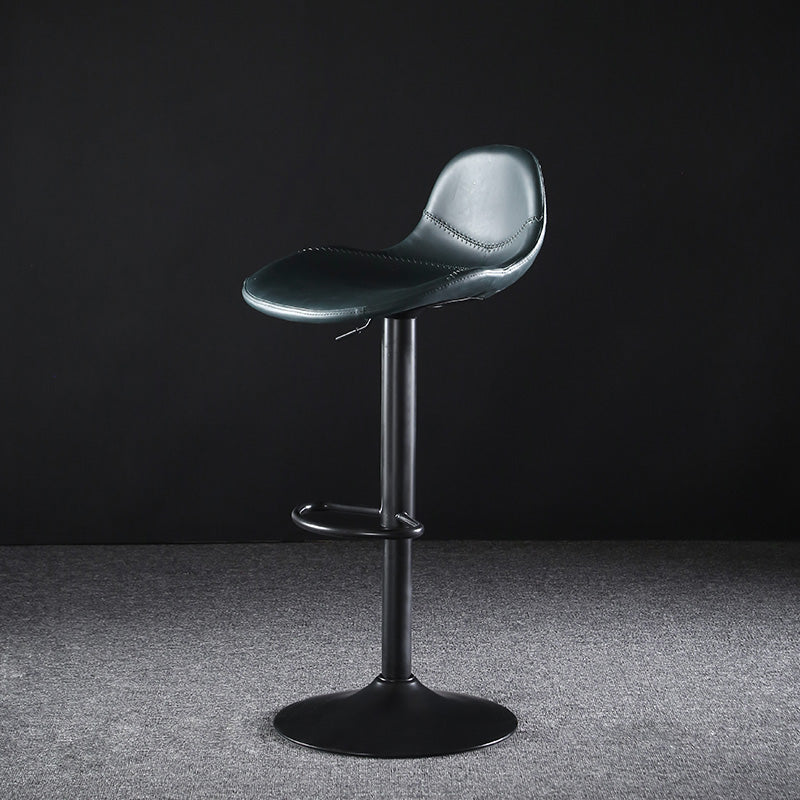 Industrial Style Swivel Leather Barstools Adjustable Low Back Stools Blue 1 Piece Clearhalo 'Bar Furniture' 'Bar Stools' 'bar_stools' 'furn' 'furn_bar_stools' 'Furniture' 'Kitchen & Dining Furniture' 5216551