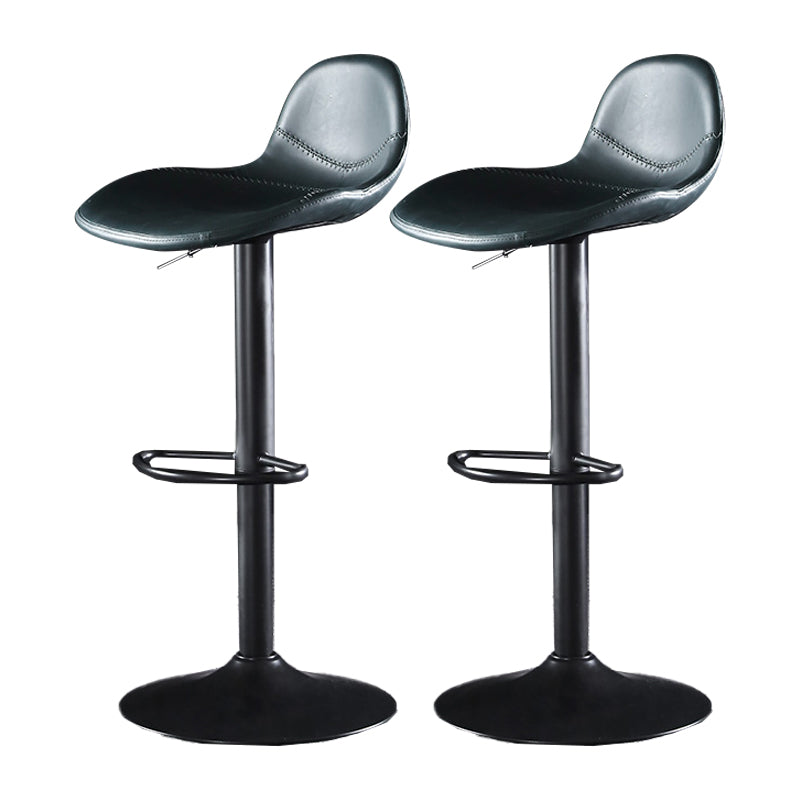 Industrial Style Swivel Leather Barstools Adjustable Low Back Stools Blue 2 Piece Set Clearhalo 'Bar Furniture' 'Bar Stools' 'bar_stools' 'furn' 'furn_bar_stools' 'Furniture' 'Kitchen & Dining Furniture' 5216552