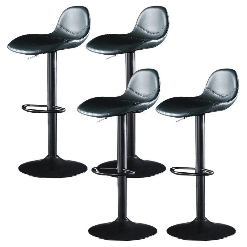 Industrial Style Swivel Leather Barstools Adjustable Low Back Stools Blue 4 Piece Set Clearhalo 'Bar Furniture' 'Bar Stools' 'bar_stools' 'furn' 'furn_bar_stools' 'Furniture' 'Kitchen & Dining Furniture' 5216555
