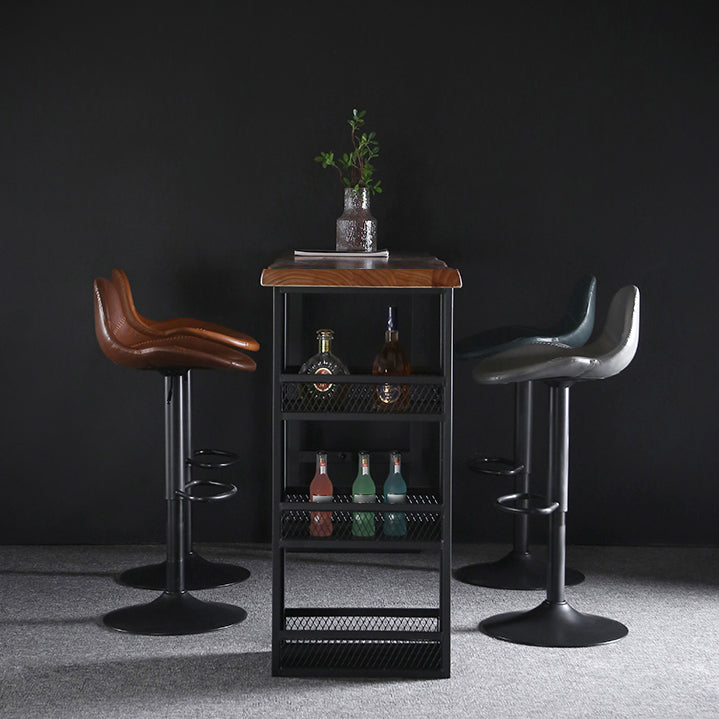 Industrial Style Swivel Leather Barstools Adjustable Low Back Stools Clearhalo 'Bar Furniture' 'Bar Stools' 'bar_stools' 'furn' 'furn_bar_stools' 'Furniture' 'Kitchen & Dining Furniture' 5216557