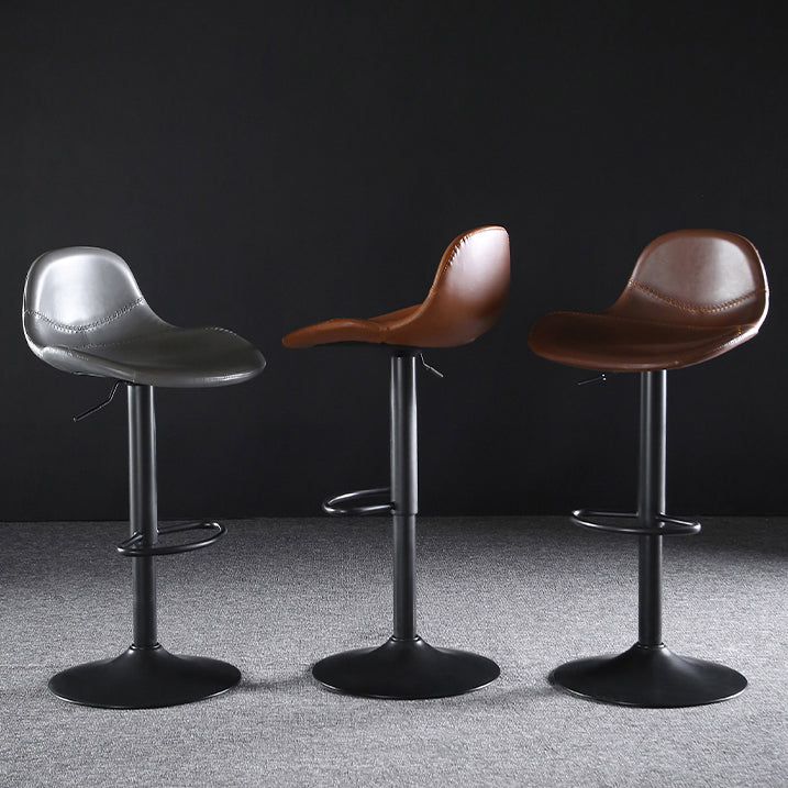 Industrial Style Swivel Leather Barstools Adjustable Low Back Stools Clearhalo 'Bar Furniture' 'Bar Stools' 'bar_stools' 'furn' 'furn_bar_stools' 'Furniture' 'Kitchen & Dining Furniture' 5216558