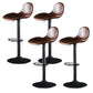 Industrial Style Swivel Leather Barstools Adjustable Low Back Stools Dark Brown 4 Piece Set Clearhalo 'Bar Furniture' 'Bar Stools' 'bar_stools' 'furn' 'furn_bar_stools' 'Furniture' 'Kitchen & Dining Furniture' 5216560