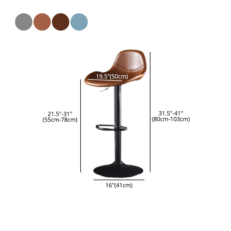 Industrial Style Swivel Leather Barstools Adjustable Low Back Stools Clearhalo 'Bar Furniture' 'Bar Stools' 'bar_stools' 'furn' 'furn_bar_stools' 'Furniture' 'Kitchen & Dining Furniture' 5216563
