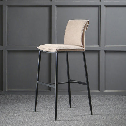 Minimalist Style Upholstered Fabric Barstools Backrest Bar Stools with Footrest