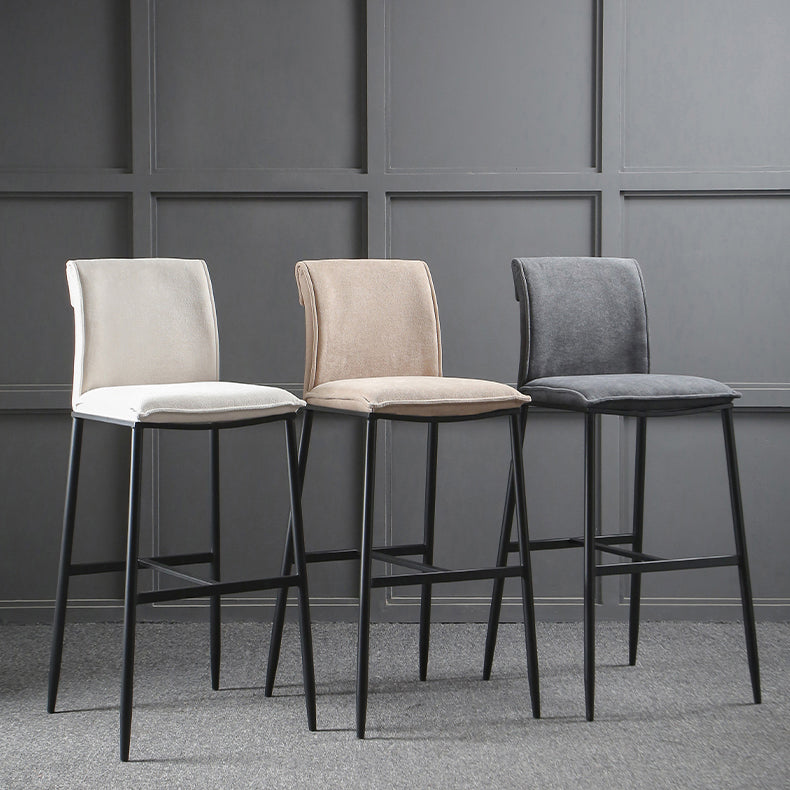 Minimalist Style Upholstered Fabric Barstools Backrest Bar Stools with Footrest