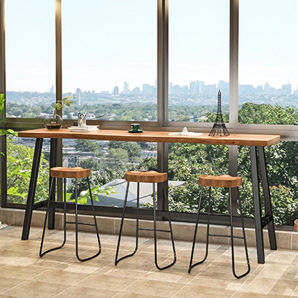 1/4 Pieces Industrial Iron Bar Table Set Rectangle Wood Bistro Set with Footrest Clearhalo 'Bar Furniture' 'furn' 'furn_home_bar_bar_sets' 'Furniture' 'Home Bars & Bar Sets' 'home_bar_bar_sets' 'Kitchen & Dining Furniture' 5216886