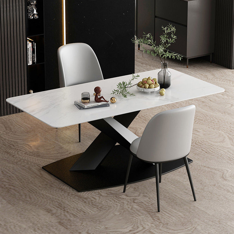 Moderne rechthoekige dinetteset 1/2/5/7-delige eettafelset met blad van gesinterd steen