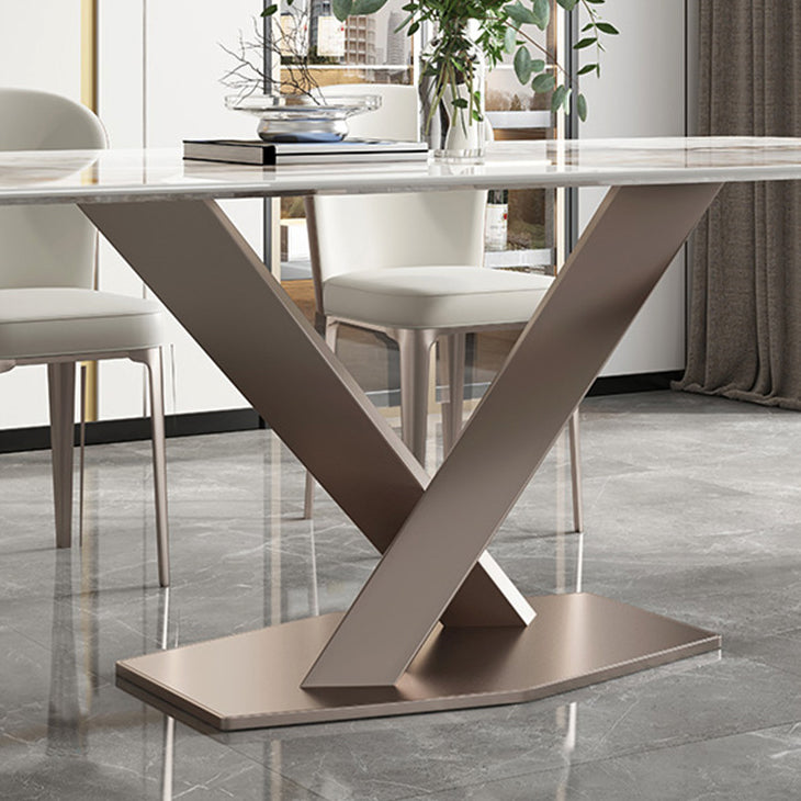 Juego de comedor de piedra sinterizada estilo diseñador, juego de mesa rectangular de 1/4/5/7 piezas