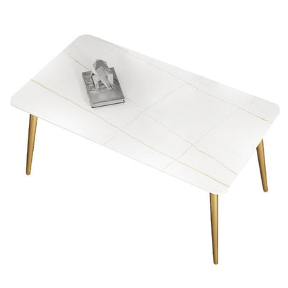 Glam Iron Dinette Set 1/4/7 Pieces Rectangle Dining Table Set with Sintered Stone Top