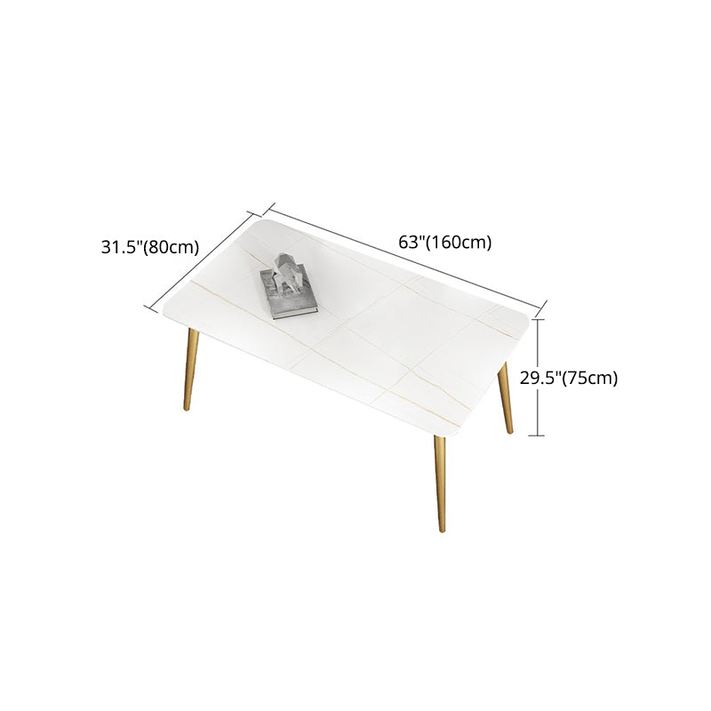 Glam Iron Dinette Set 1/4/7 Pieces Rectangle Dining Table Set with Sintered Stone Top