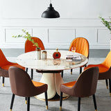 Nordic Glam Sintered Stone Dining Round Table Set 1/4/5/7 Pieces Dining Set