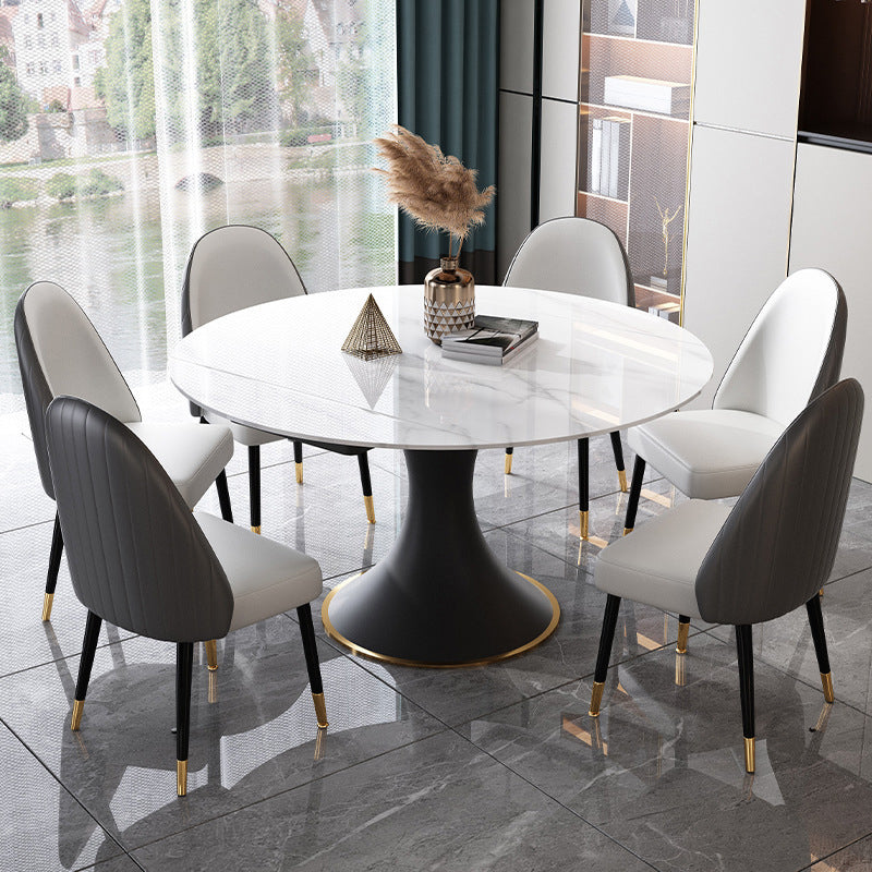 Contemporary Sintered Stone Dining Round Table Set 1/4/5/7 Pieces Dining Set