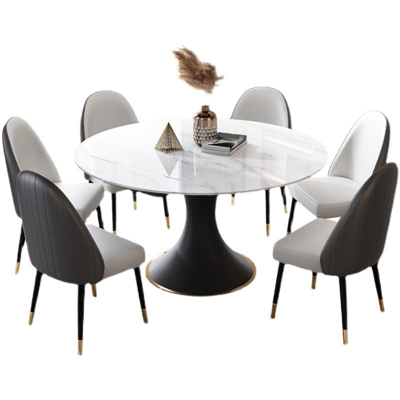 Contemporary Sintered Stone Dining Round Table Set 1/4/5/7 Pieces Dining Set