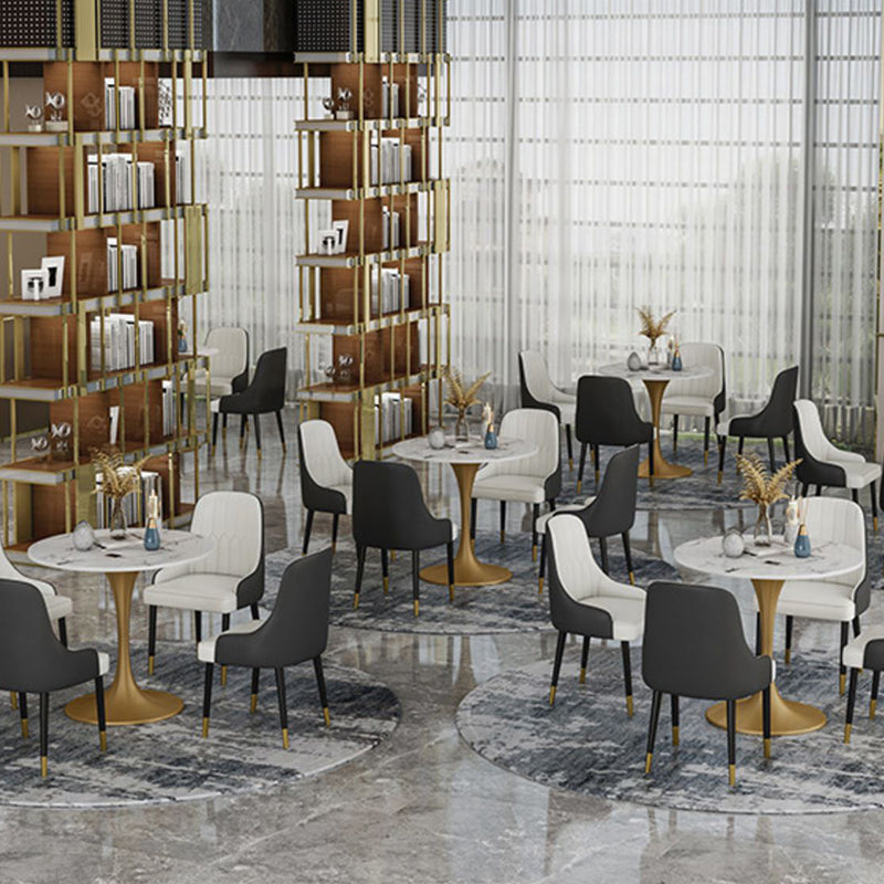 Glam Sintered Stone Dining Table Set Round 1/2/4/5 Pieces Dining Set for Home Use Clearhalo 'Dining Room Sets' 'Dining Tables & Seating' 'dining_room_set' 'furn' 'furn_dining_room_set' 'Furniture' 'Kitchen & Dining Furniture' 5217150