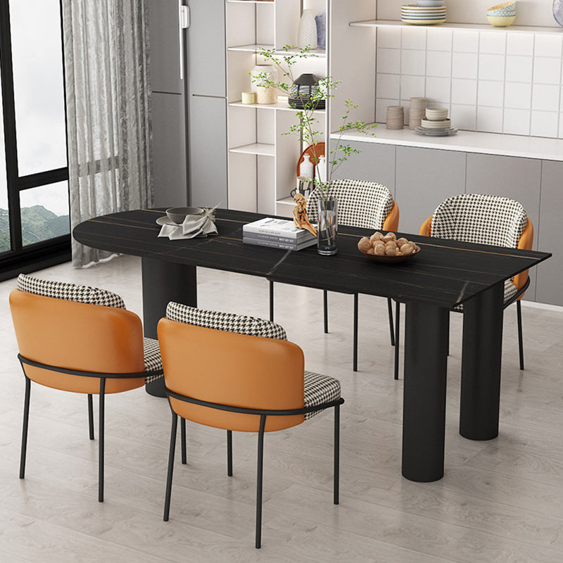 Free Form Dining Table Modern Sintered Stone Top Iron Base Table Black Gold Without Chairs Clearhalo 'Dining Tables & Seating' 'Dining Tables' 'dining_table' 'furn' 'furn_dining_table' 'Furniture' 'Kitchen & Dining Furniture' 5217191